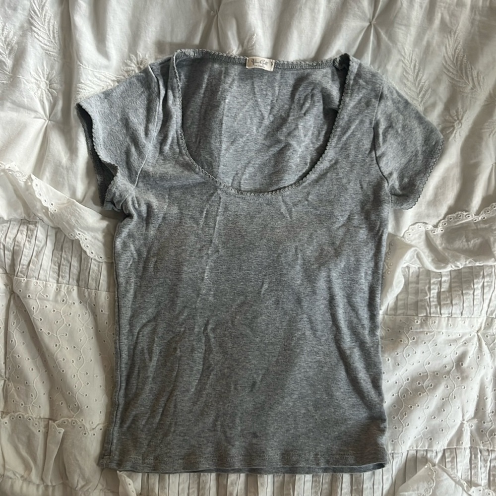 John Galt Brandy Melville gray lace shirt